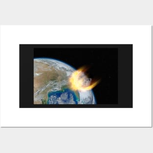 Asteroid hits planet Earth, elements of this image furnished by NASA Posters and Art